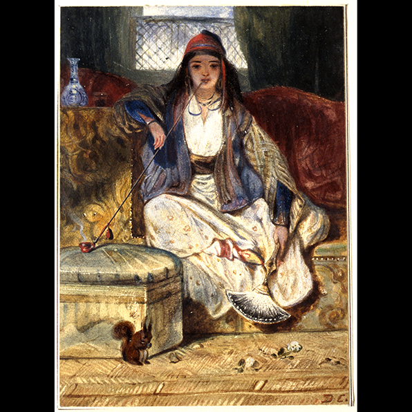 CYPRIOT WOMAN SMOKING A CHIBOUK