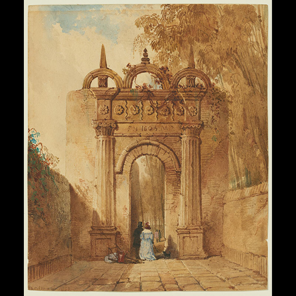 FANTASY ARCHWAY WITH STROLLING COUPLE